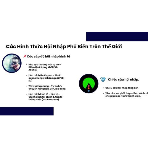 2. Các hình thức hội nhập kinh tế phổ biến trên thế giới
